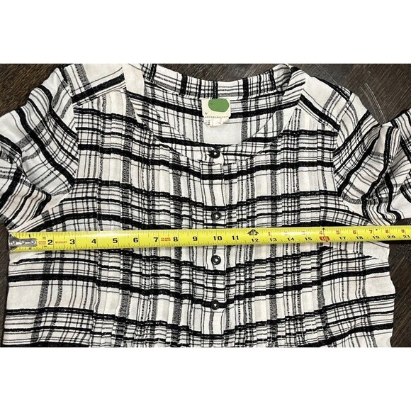 Anthropologie Women's Blouse Size 10 Black Plaid Tunic Button Down Wool Blend - Picture 6 of 10